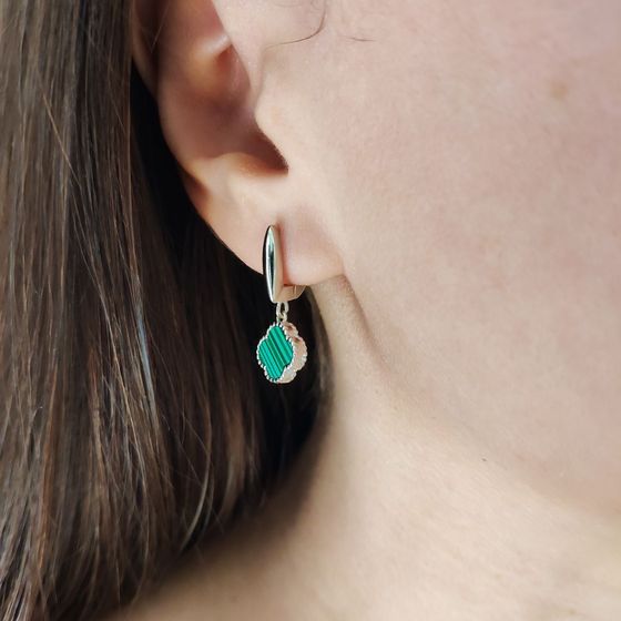 Срібні сережки з малахітом