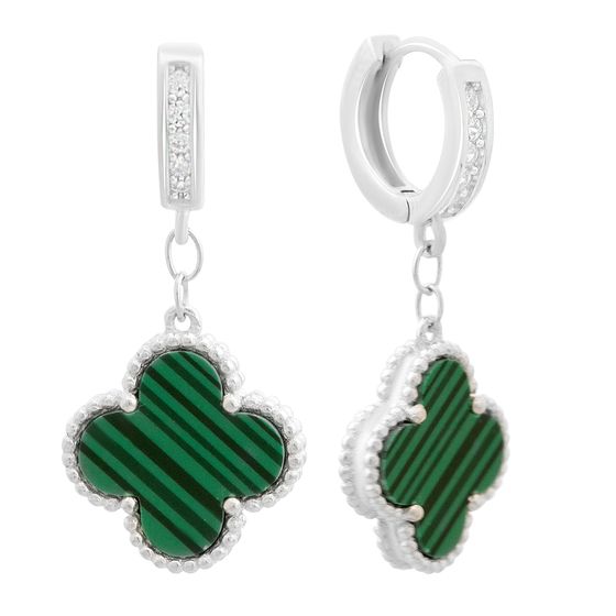 Silver earrings with malachite