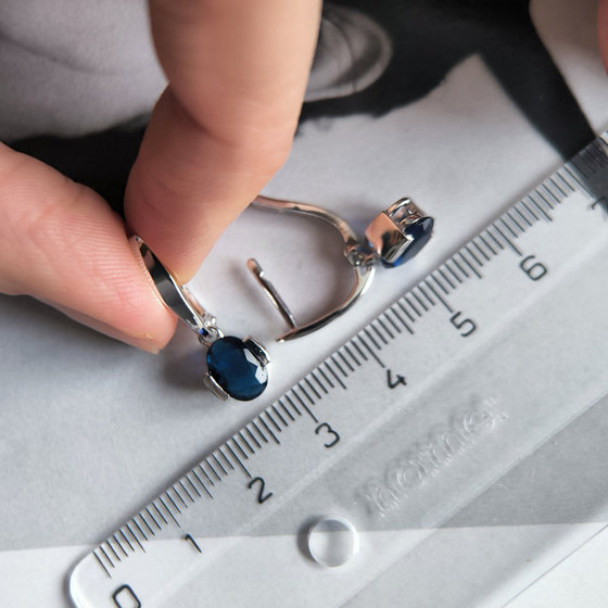 Срібні сережки з сапфіром nano 1.825ct