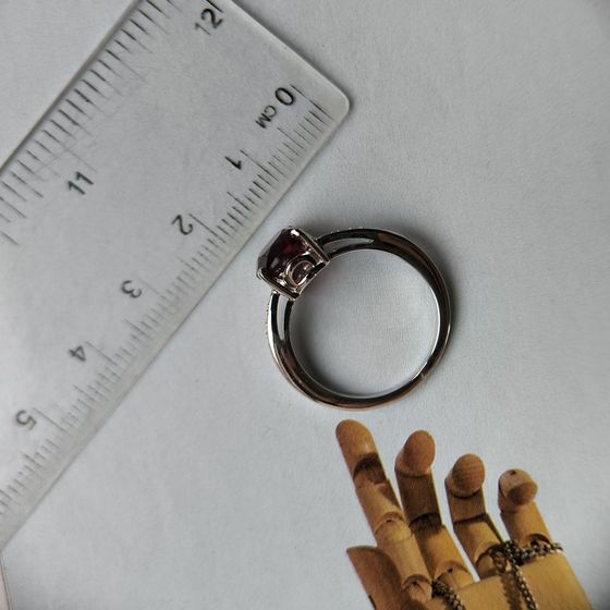 Silver ring with a garnet (nano)