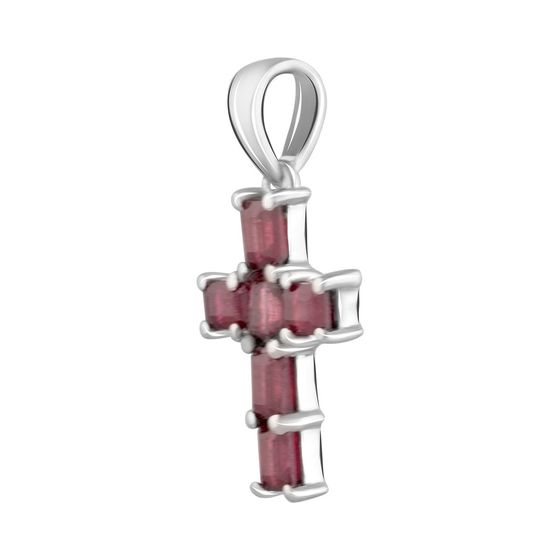 Silver cross with a 1.808-carat ruby