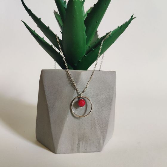 Silver necklace with coral