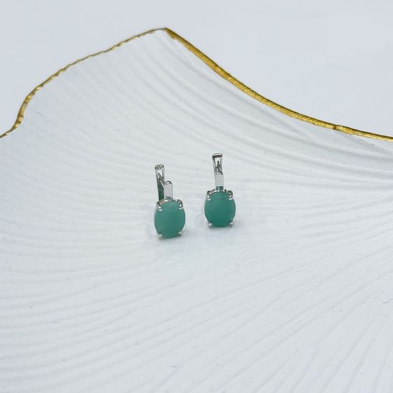 Срібні сережки зі смарагдом 4,808 карата