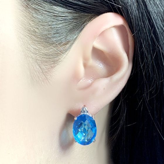 Серебряные серьги с аквамарином nano