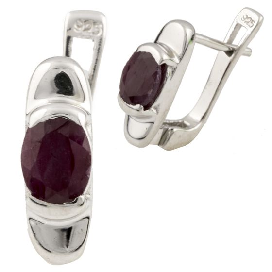 Silver earrings with ruby