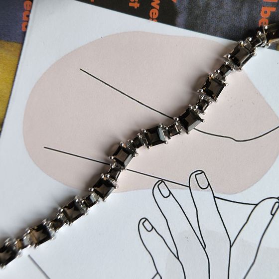 Серебряный браслет с раухтопазом (дымчатым кварцем)