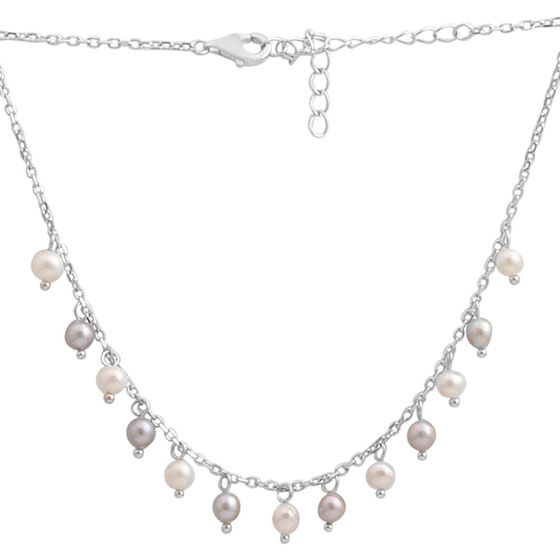 Silver necklace with pearls