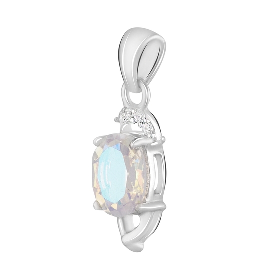 Серебряная подвеска с мистик топазом 1.2ct, фианитами