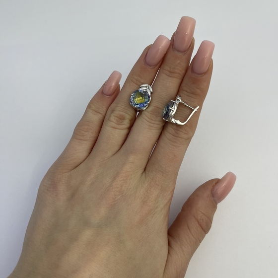 Серебряные серьги с мистик топазом 6.533ct