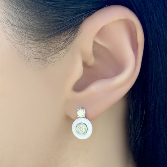 Silver earrings with ceramics