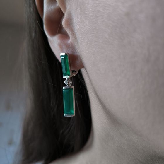 Silver earrings with agate 10.042ct