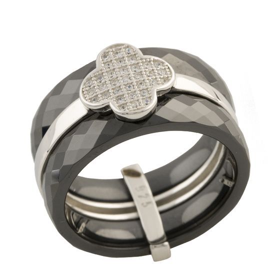 Серебряное кольцо с , керамикой