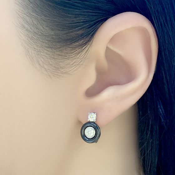 Silver earrings with ceramics