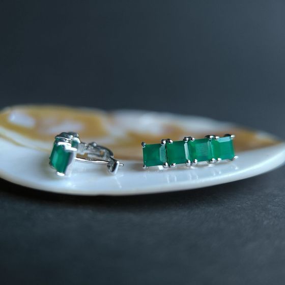 Серебряные серьги с агатом 2.608ct