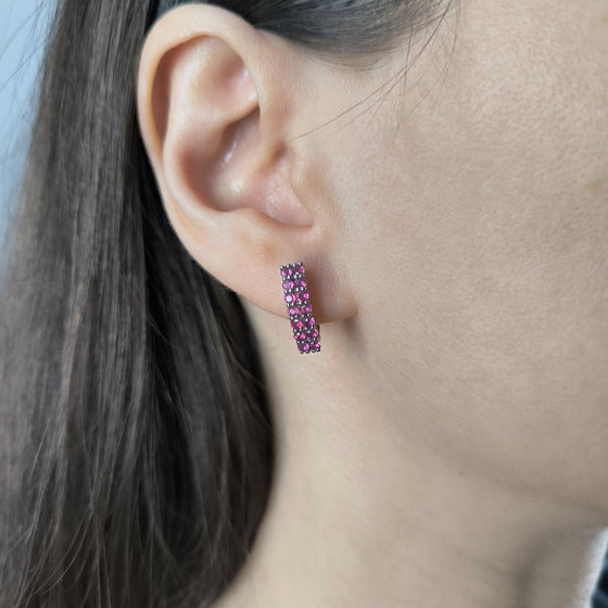 Silver earrings with ruby 1.351ct