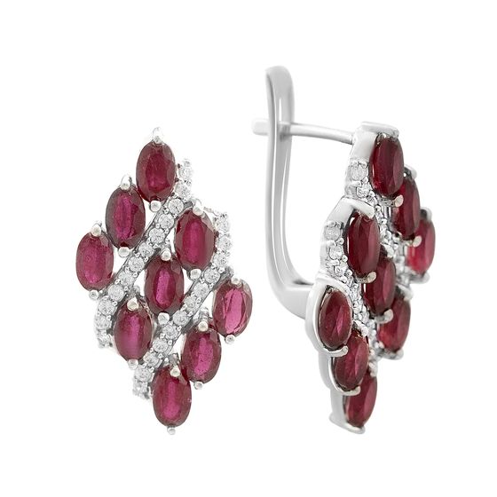 Срібні сережки з рубіном 7.101ct