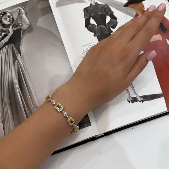 Серебряный браслет с цитрином nano 7.51ct