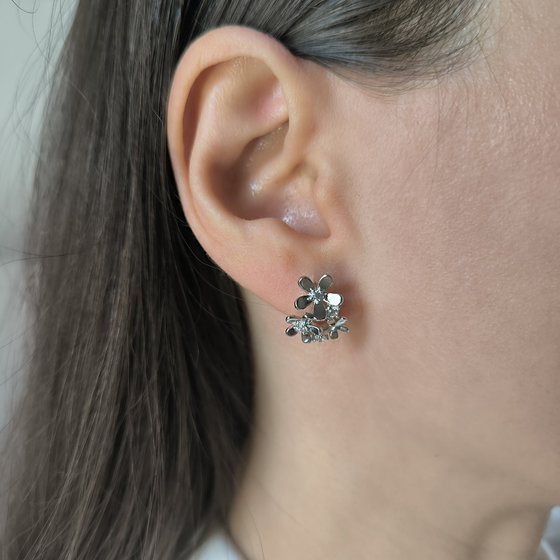 Срібні сережки з фіанітами