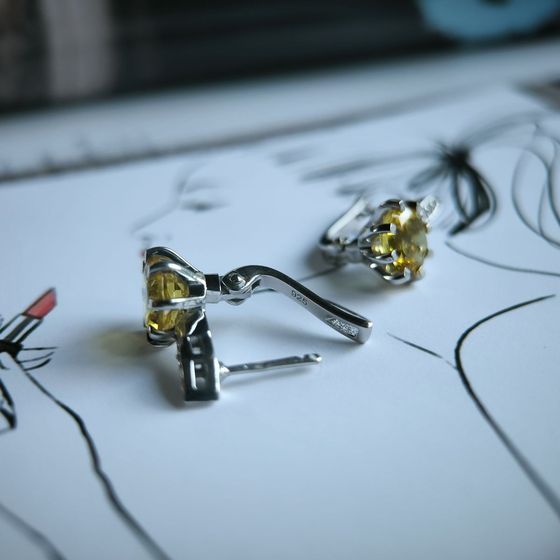 Срібні сережки з цитрином nano 3.142ct