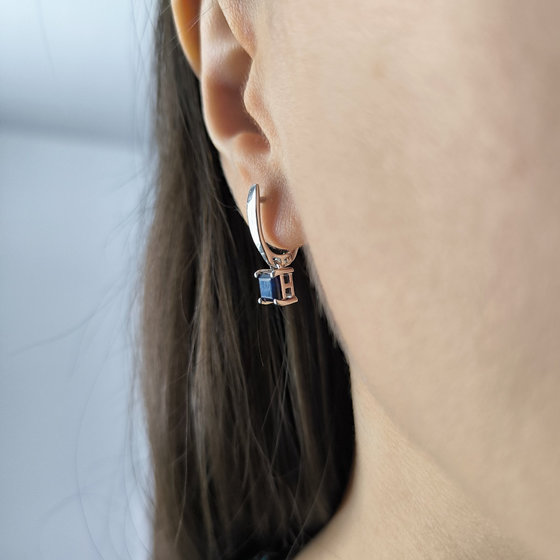 Срібні сережки з сапфіром 1.528ct