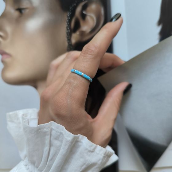 Silver ring with yemallu, fianites