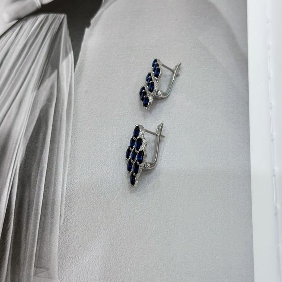 Silver earrings with sapphire nano 0.69ct
