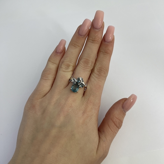 Серебряное кольцо с топазом Лондон Блю 1.837ct