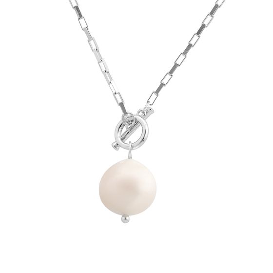 Silver necklace with baroque pearls