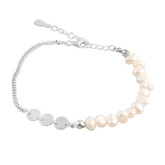 Silver bracelet with baroque pearls