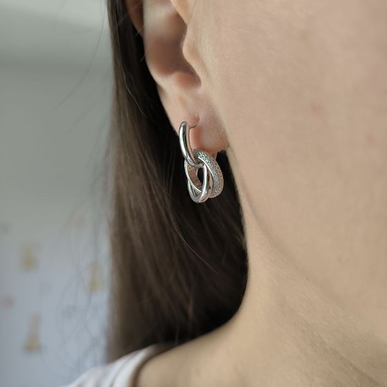 Срібні сережки з фіанітами