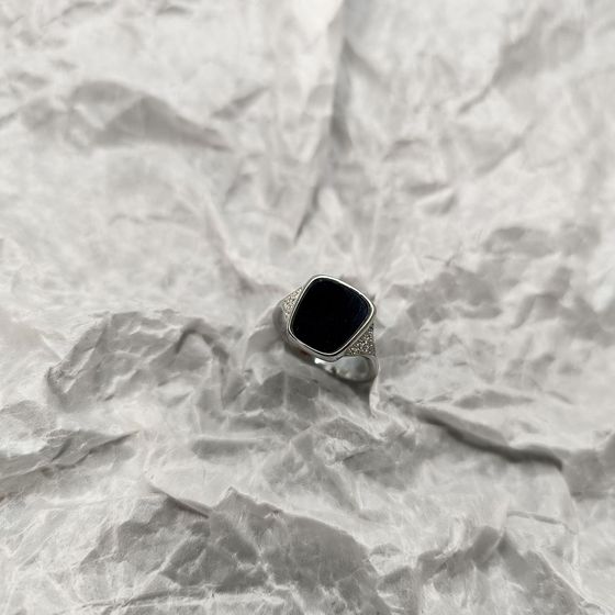 Silver ring with onyx