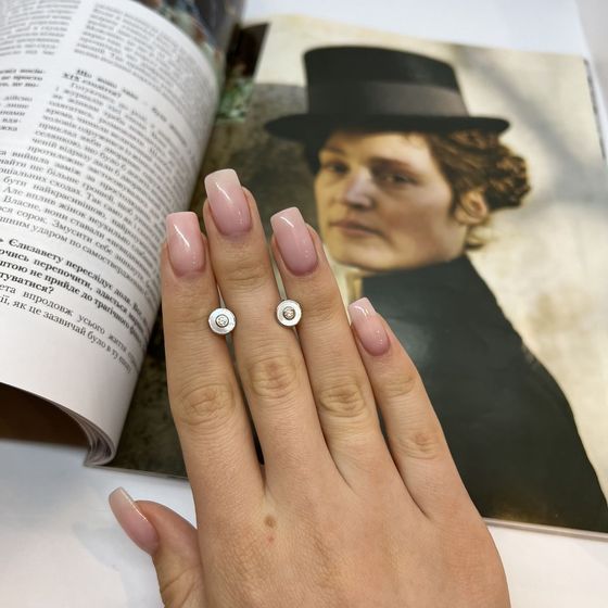 Silver earrings with mother-of-pearl, fianites