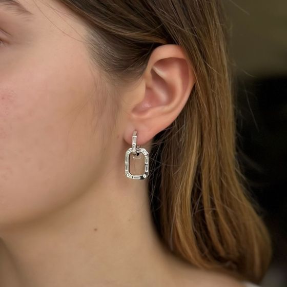 Silver Earrings with Fianites
