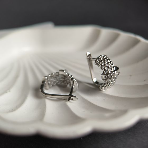 Срібні сережки з фіанітами