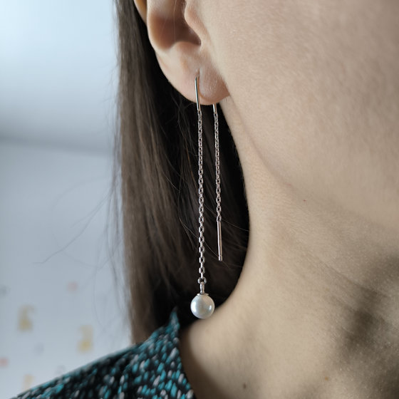 Silver earrings with pearls 2ct