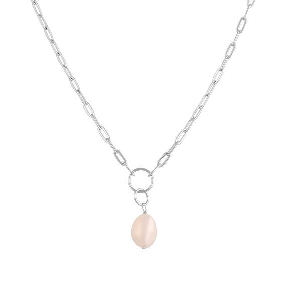 Silver necklace with baroque pearls