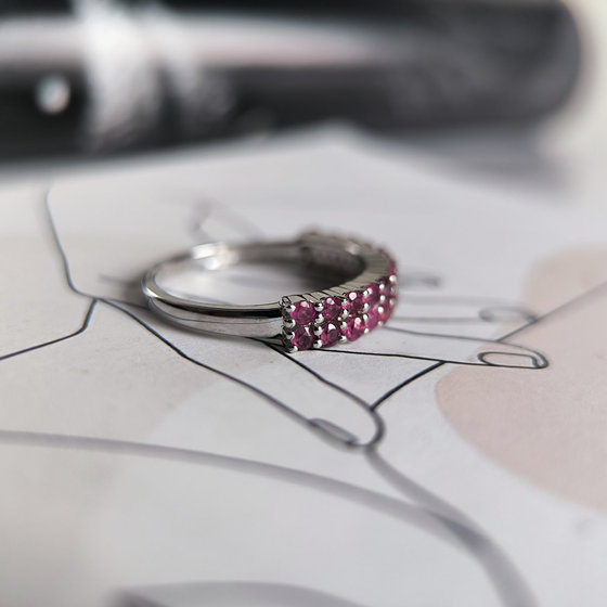 Silver ring with ruby