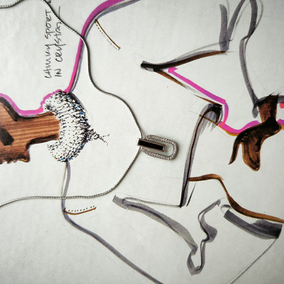 Silver pendant with onyx and cubic zirconia