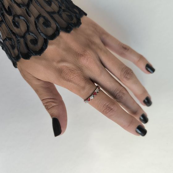 Silver ring with yemallu, fianites