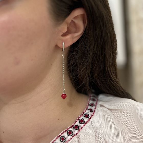 Срібні сережки з коралом