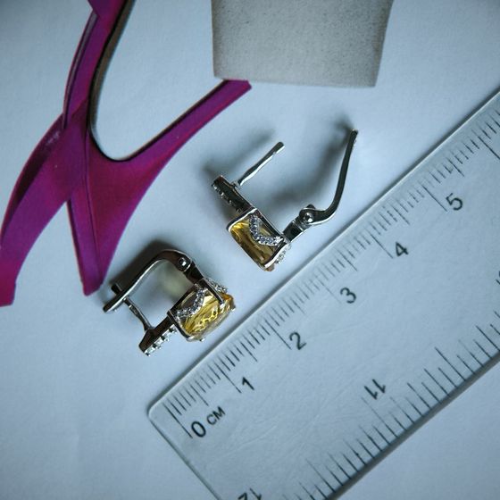 Silver Earrings with Citrine (nano)