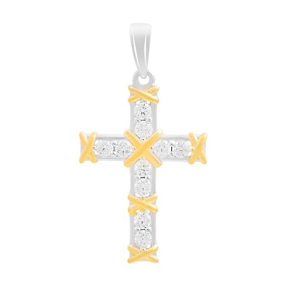 Silver cross with cubic zirconia