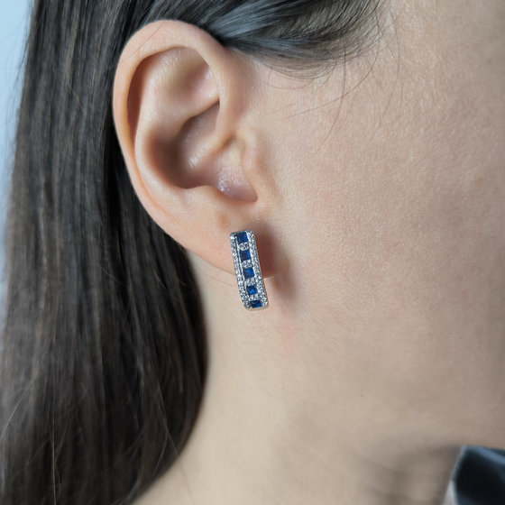 Срібні сережки з сапфіром nano 1.187ct