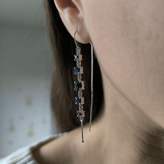 Silver earrings with sapphire nano 1.887ct