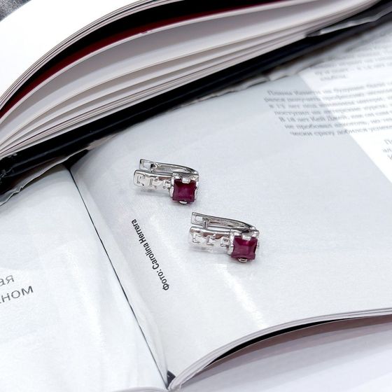 Silver earrings with ruby 1.76ct