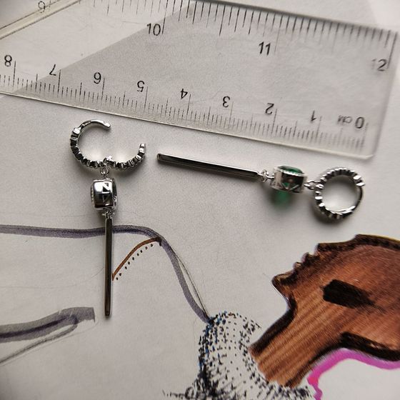 Срібні сережки зі смарагдом nano 1,892 карата