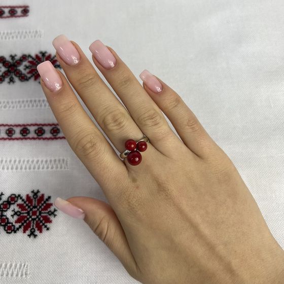 Silver ring with coral