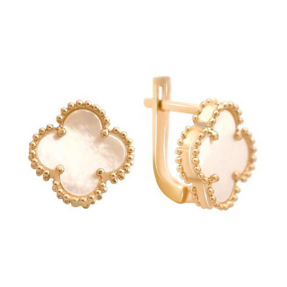 Gold earrings with mother-of-pearl