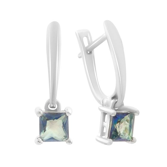 Серебряные серьги с мистик топазом 1ct