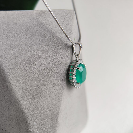 Серебряная подвеска с агатом 2.738ct, фианитами